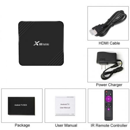 X88 Mini Smart TV Box Android 9.0 RK3318 Quad Core 4K Set top Box 2GB 16GB USB 3.0 2.4G Wifi 100M X88mini H.265 Android Tv box