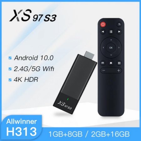 XS97 S3 Internet TV Stick Set Top Box Allwinner H313 Quad Core 1GB 8GB 2.4G/5Ghz wifi Android 10.0 TV BOX Media