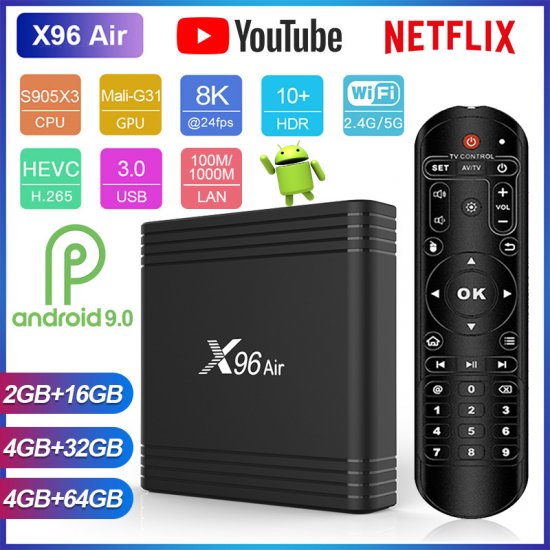 X96 Air Android 9.0 TV BOX Smart X96 Air Amlogic S905X3 2.4G&5G Dual Wifi 1000M Set Top Box PK X96 mini hk1max H96MAX