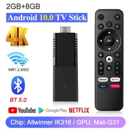 4k 1080p Smart TV Stick Google Global Version 2GB 8GB FHD Android TV 10 2.4GHz/5GHz WIFI BT 5.0 TV Stick