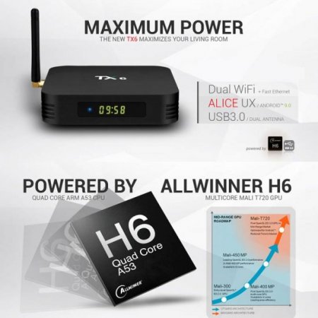 TX6 ip tv box Android 9.0 4k 2.4G/5G Wifi iptv France Arabic smart tv box 4GB 64GB With 1 Year IPTV Subscription