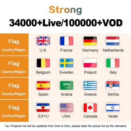 6 months strong 8k iptv tv 34000 live 155000 vod for europe android TV smart iptv m3u smarters player lite