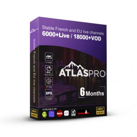 6 Months Atlas Pro IPTV subscription for Europe France Spain Portugal Germany Belgium IPTV Code Free Test