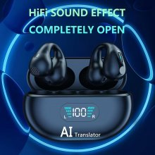 Q7 Portable AI automatic Language Translator Earbuds, Real time mutual translation device, LED screen power display Language Translator Earphones